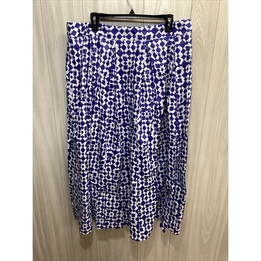 LANDS' END Women's (Size XL/18) Pull On Geometric Maxi Skirt Cotton (B2B)